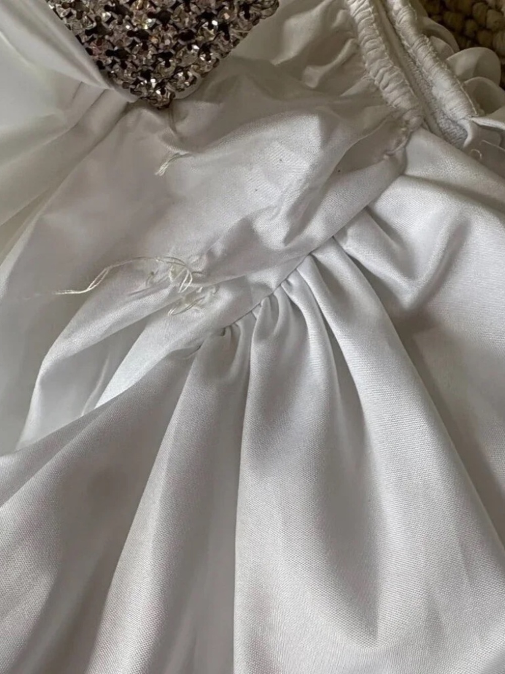 Vintage 80s One Shoulder Bridal Dress Union Made NOS Glam Wedding Gown Sz 12 - Picture 16 of 16